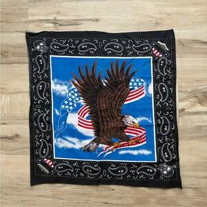 Eagle & American Flag Bandana - Blue, Black, Brown
